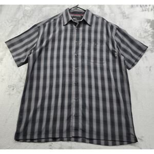 Vintage Marc Edwards Shirt Mens Size L Gray Plaid Luxury Microfiber Button Up